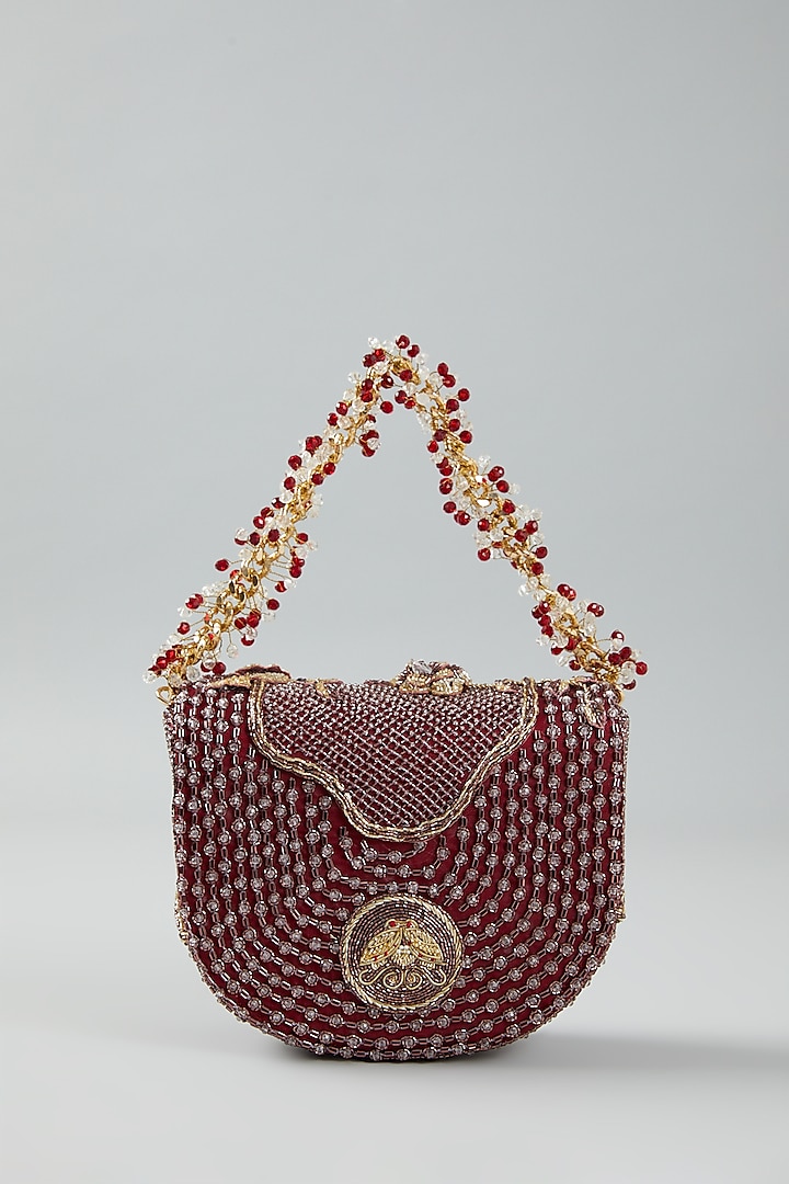 Ruby Faux Suede Embellished Clutch Bag by Doux Amour at Pernia's Pop Up Shop