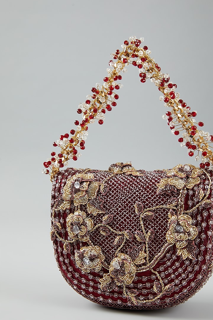 Ruby Faux Suede Embellished Clutch Bag by Doux Amour at Pernia's Pop Up Shop