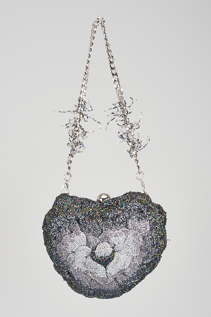 Galaxy Recycled Poly Satin Hand Embroidered Handmade Clutch by Doux Amour at Pernia's Pop Up Shop