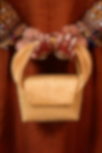 Gold-Silver Japanese Bugle Beaded Handcrafted Mini Bag by Doux Amour at Pernia's Pop Up Shop