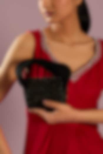 Black Handcrafted Satin Mini Bag by Doux Amour at Pernia's Pop Up Shop