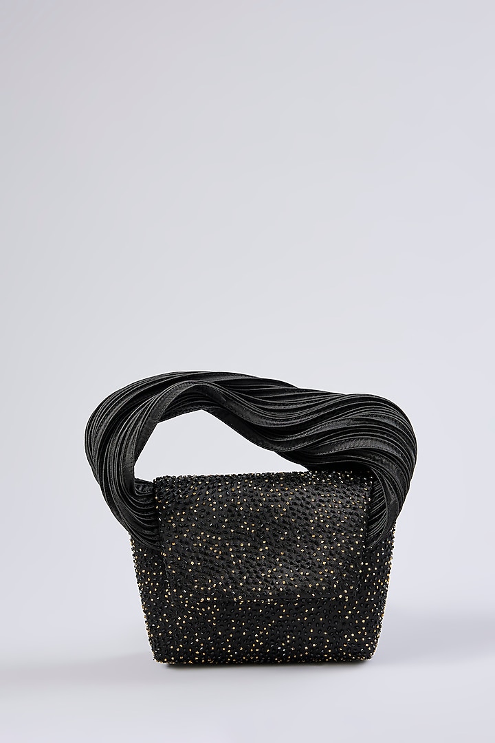Black Handcrafted Satin Mini Bag by Doux Amour at Pernia's Pop Up Shop