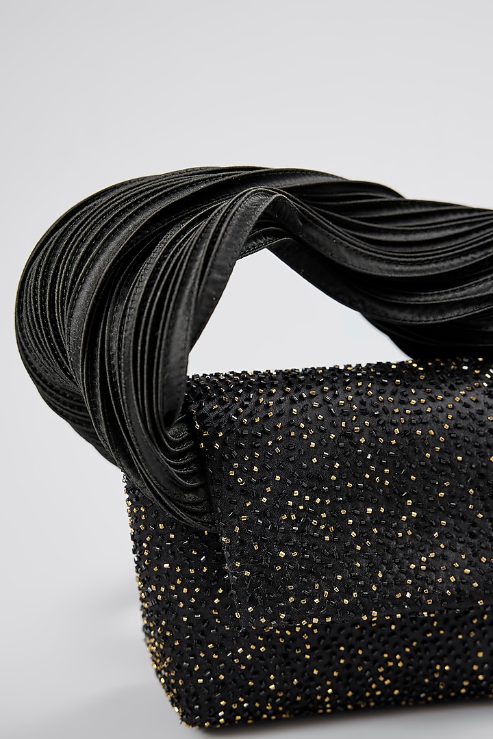 Black Handcrafted Satin Mini Bag by Doux Amour at Pernia's Pop Up Shop