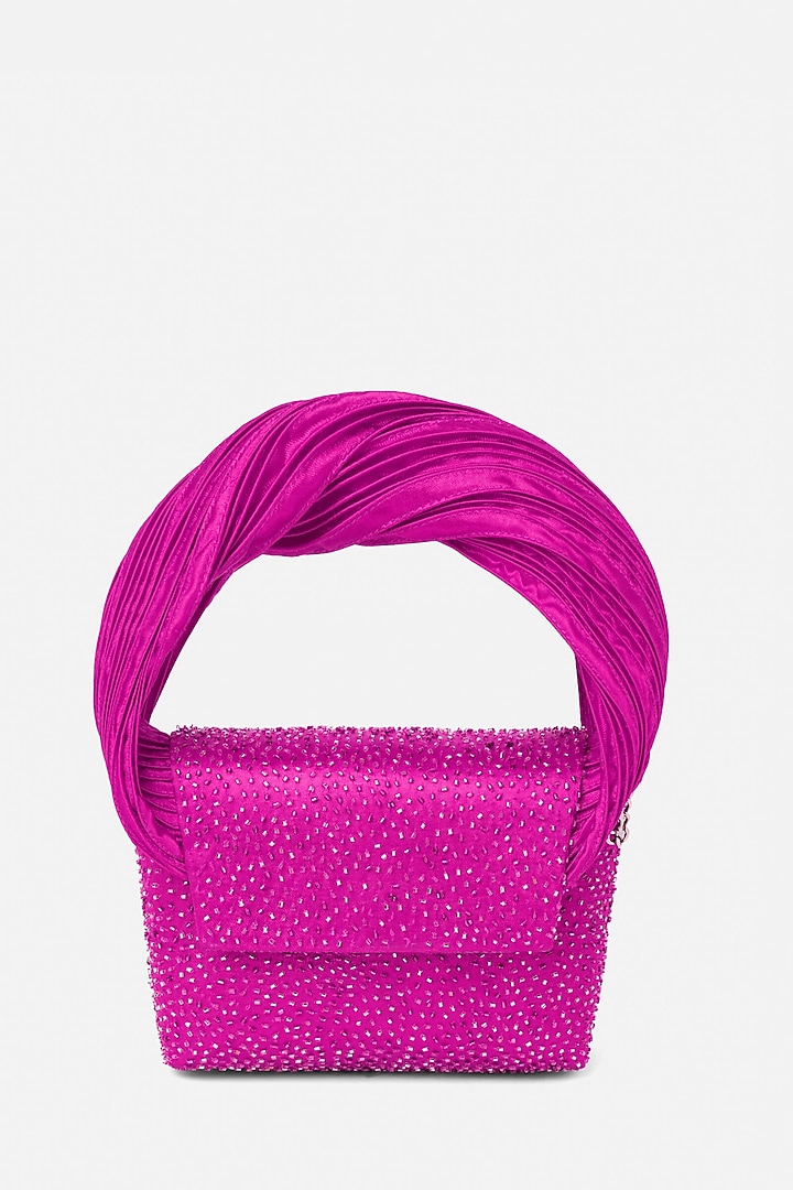 Hot Pink Japanese Bugle Beaded Handcrafted Mini Bag by Doux Amour at Pernia's Pop Up Shop