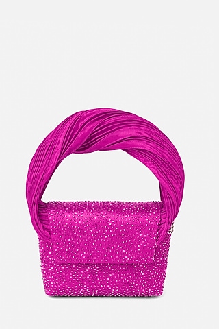 Hot Pink Japanese Bugle Beaded Handcrafted Mini Bag by Doux Amour