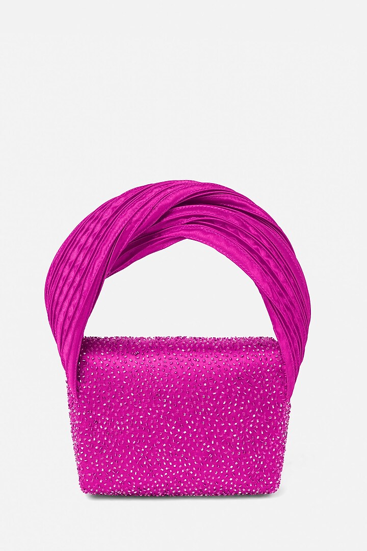 Hot Pink Japanese Bugle Beaded Handcrafted Mini Bag by Doux Amour at Pernia's Pop Up Shop