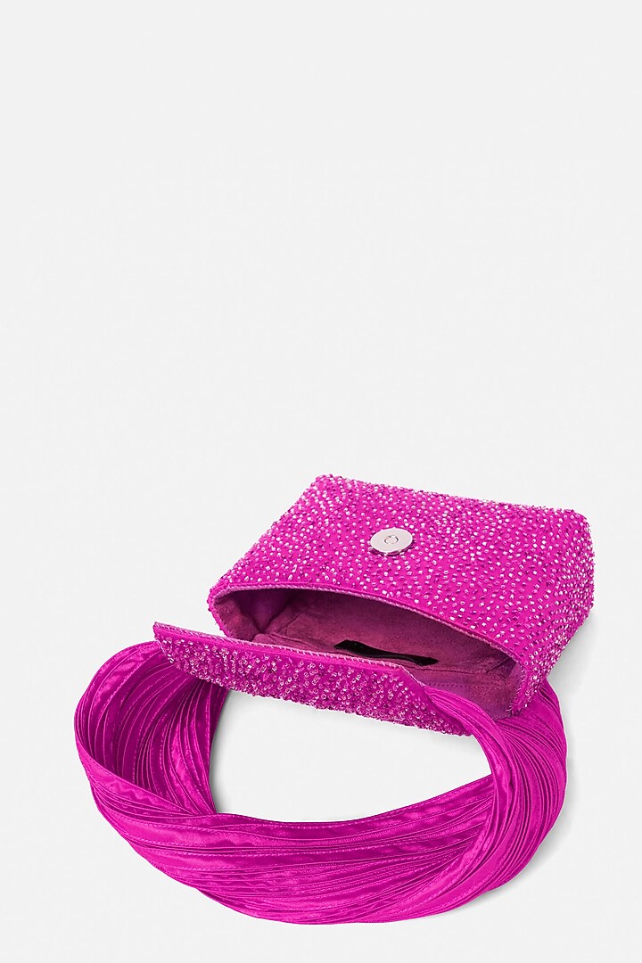 Hot Pink Japanese Bugle Beaded Handcrafted Mini Bag by Doux Amour at Pernia's Pop Up Shop