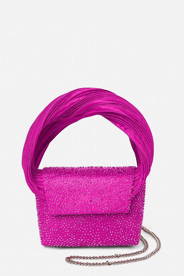 Hot Pink Japanese Bugle Beaded Handcrafted Mini Bag by Doux Amour at Pernia's Pop Up Shop