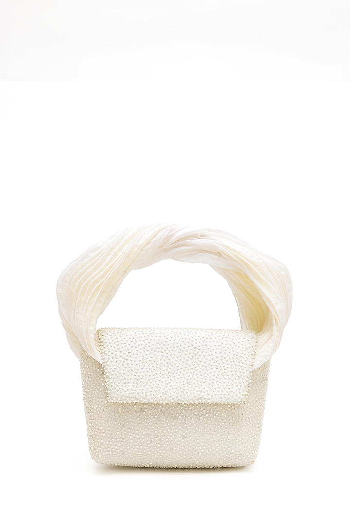 Ivory Japanese Bugle Beaded Handcrafted Mini Bag by Doux Amour at Pernia's Pop Up Shop