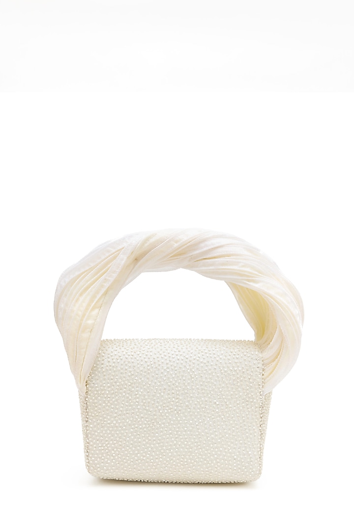 Ivory Japanese Bugle Beaded Handcrafted Mini Bag by Doux Amour at Pernia's Pop Up Shop