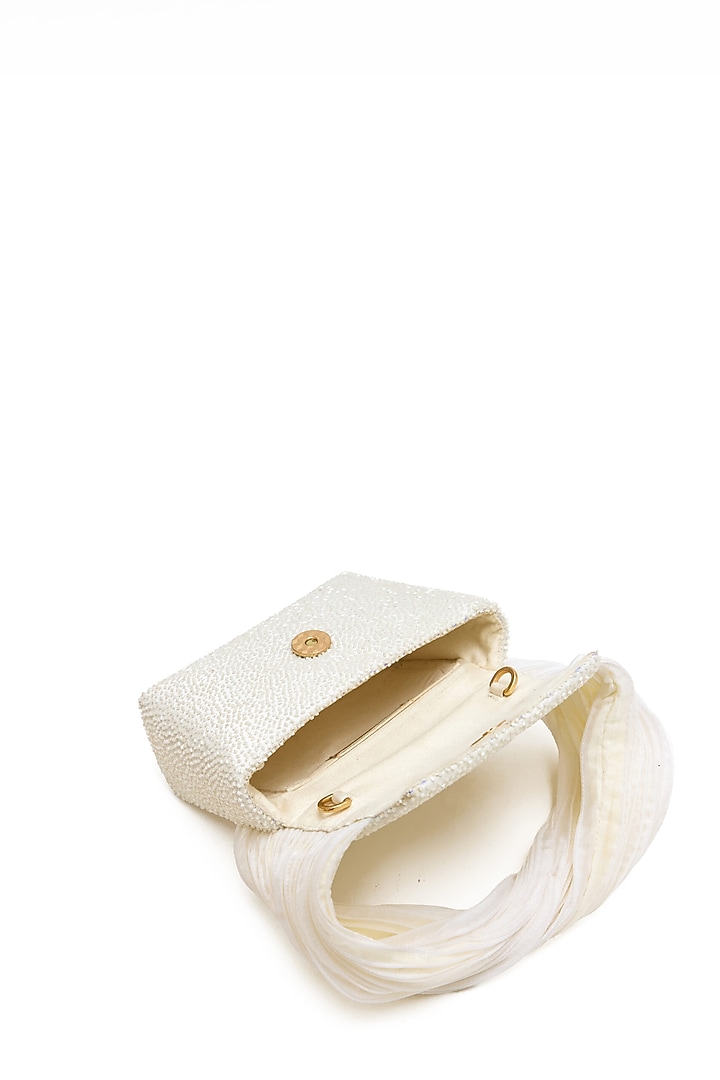 Ivory Japanese Bugle Beaded Handcrafted Mini Bag by Doux Amour at Pernia's Pop Up Shop