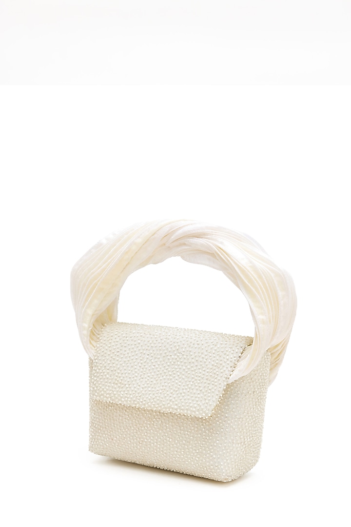 Ivory Japanese Bugle Beaded Handcrafted Mini Bag by Doux Amour at Pernia's Pop Up Shop