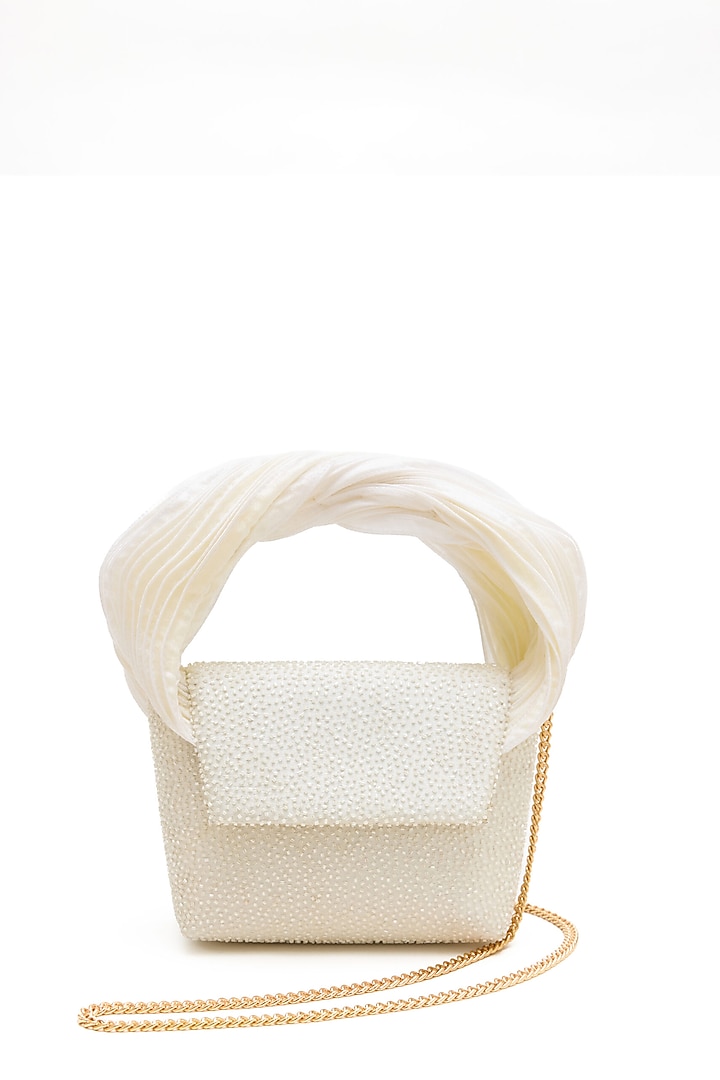 Ivory Japanese Bugle Beaded Handcrafted Mini Bag by Doux Amour at Pernia's Pop Up Shop