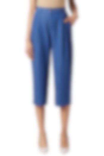 Blue Denim Pleated Pants by Doodlage