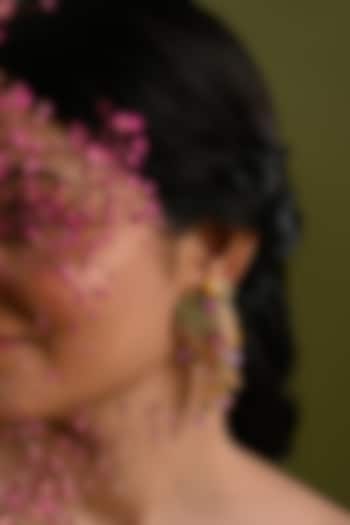 Gold Finish Multi-Colored Quartz Stud Earrings by House of D'oro at Pernia's Pop Up Shop