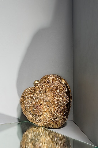 Gold Embroidered Clutch by Doux Amour