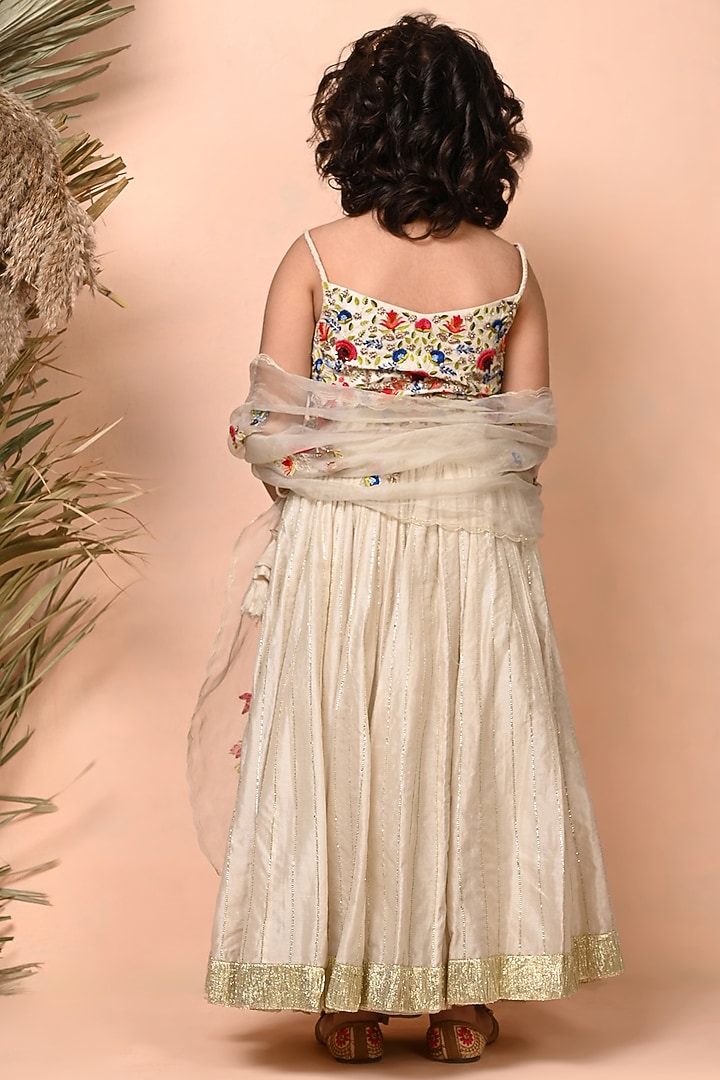 Ivory Chanderi Lehenga Set For Girls by Daddys Princess by Priyanka Jain at Pernia's Pop Up Shop