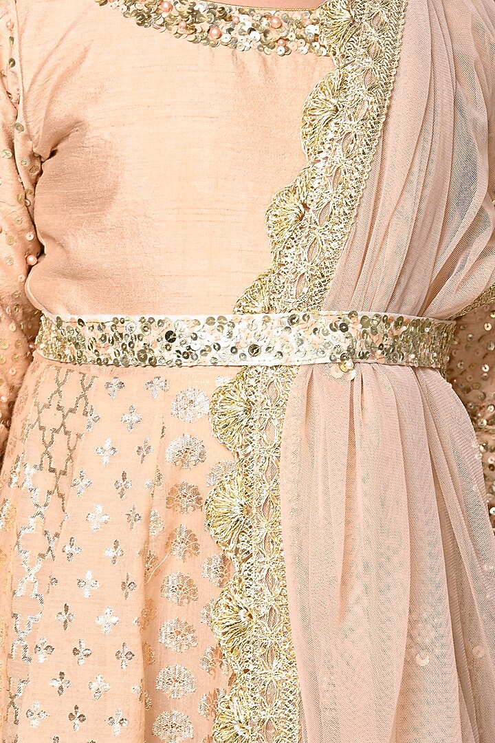 Gold Ombre Chanderi Sequins Anarkali Set For Girls by Daddys Princess by Priyanka Jain at Pernia's Pop Up Shop