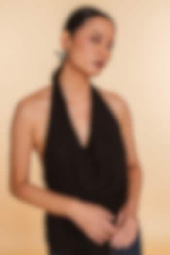 Black Glass Beaded & Metallic Thread Dangler Earrings by Deepa Gurnani at Pernia's Pop Up Shop