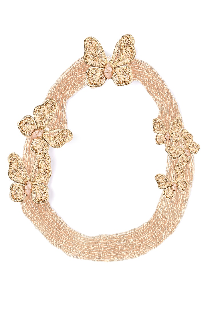 Pink Nylon Thread & Semi-Precious Stone Atlas Necklace by Deepa Gurnani at Pernia's Pop Up Shop