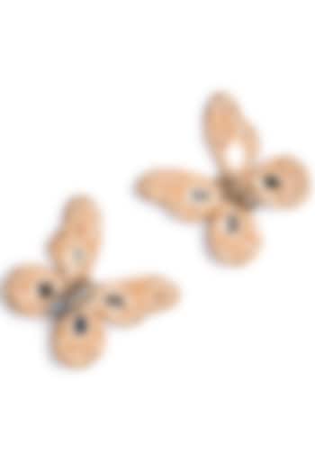 Rose Gold Glass Beaded & Metallic Thread Stud Earrings by Deepa Gurnani at Pernia's Pop Up Shop