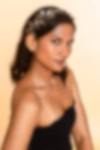 Black Glass Beaded & Floral Hand Embroidered Headband by Deepa Gurnani at Pernia's Pop Up Shop