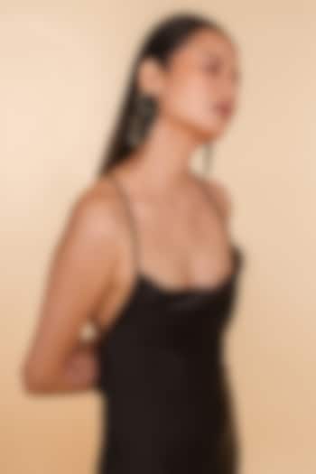 Black Glass Beaded & Metallic Thread Dangler Earrings by Deepa Gurnani at Pernia's Pop Up Shop