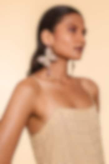 Pink Glass Beaded & Semi-Precious Stone Dangler Earrings by Deepa Gurnani at Pernia's Pop Up Shop