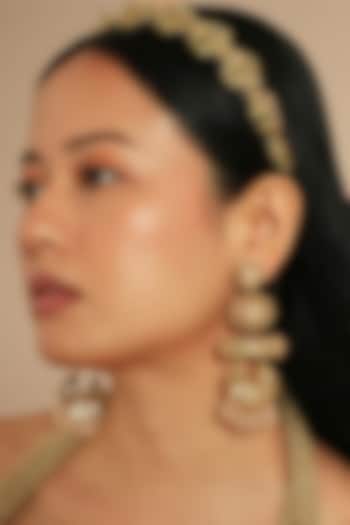 Gold Glass Beaded Dangler Earrings by Deepa Gurnani at Pernia's Pop Up Shop