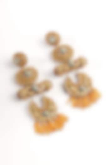 Gold Glass Beaded Dangler Earrings by Deepa Gurnani at Pernia's Pop Up Shop