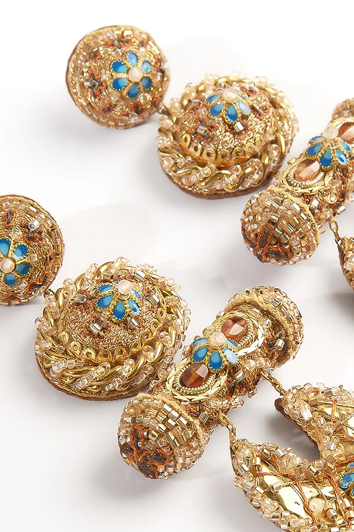 Gold Glass Beaded Dangler Earrings by Deepa Gurnani at Pernia's Pop Up Shop
