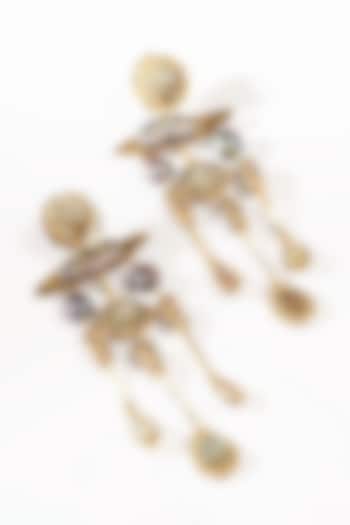 Gold Glass Beaded Dangler Earrings by Deepa Gurnani at Pernia's Pop Up Shop