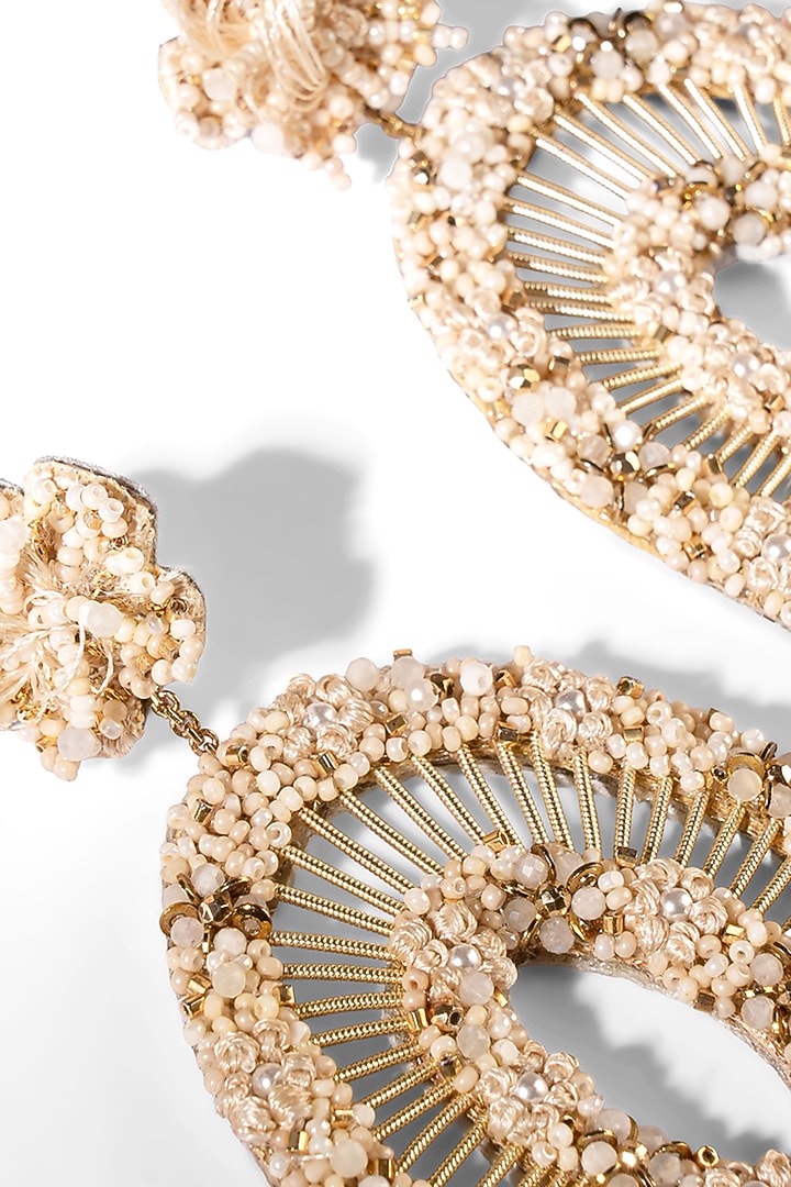 Gold Glass Beaded Dangler Earrings by Deepa Gurnani at Pernia's Pop Up Shop