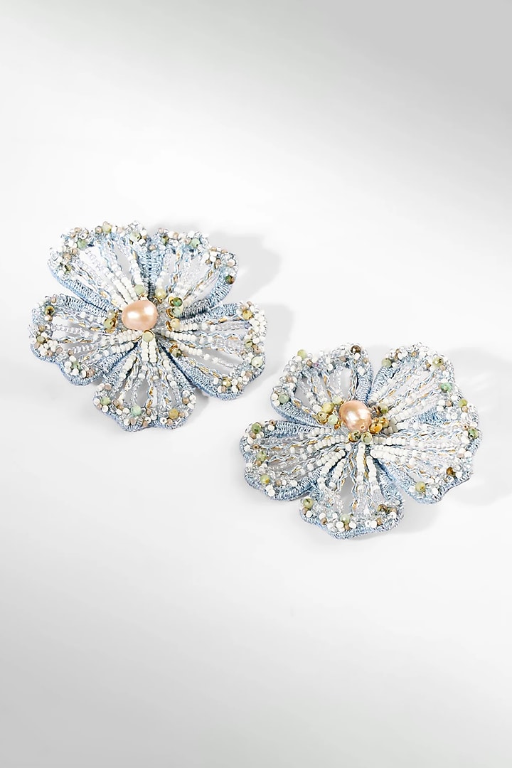 Blue Glass Beaded Stud Earrings by Deepa Gurnani at Pernia's Pop Up Shop
