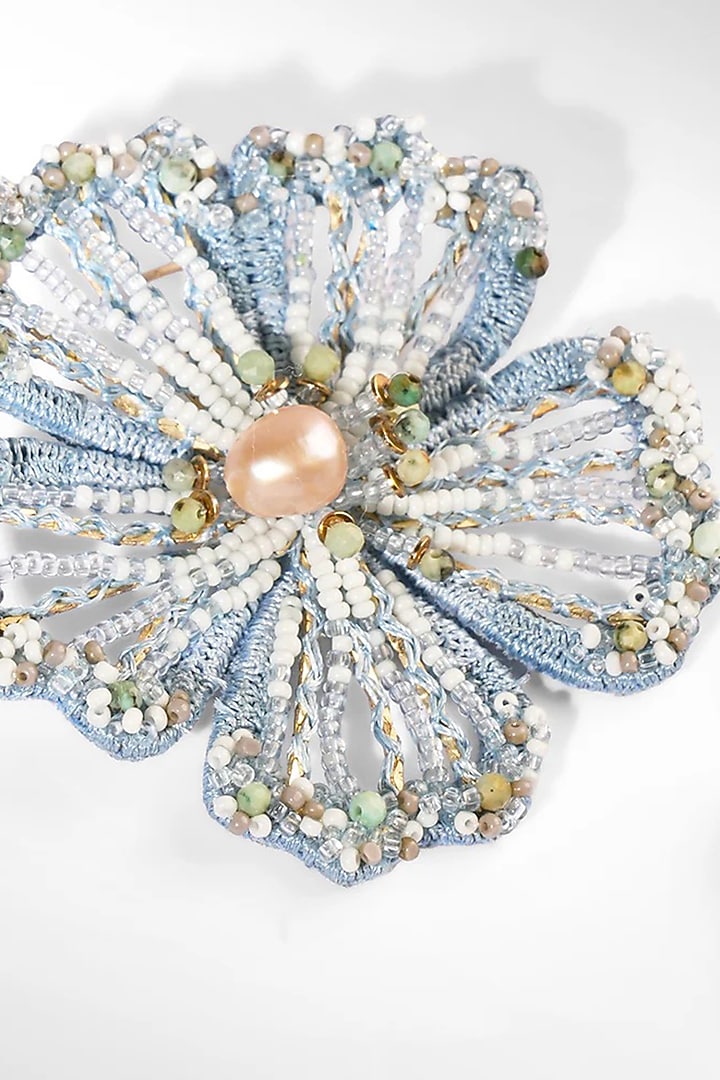 Blue Glass Beaded Stud Earrings by Deepa Gurnani at Pernia's Pop Up Shop
