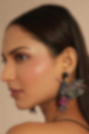Multi-Colored Glass Beaded & Metallic Thread Dangler Earrings by Deepa Gurnani at Pernia's Pop Up Shop