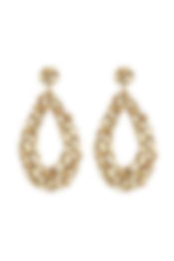 Gold Swarovski Crystal Dangler Earrings by Deepa Gurnani at Pernia's Pop Up Shop