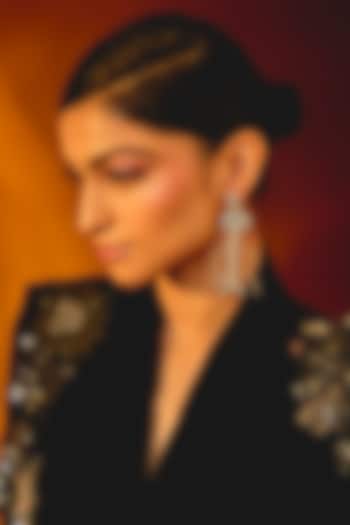 White Glass Beaded Dangler Earrings by Deepa Gurnani at Pernia's Pop Up Shop