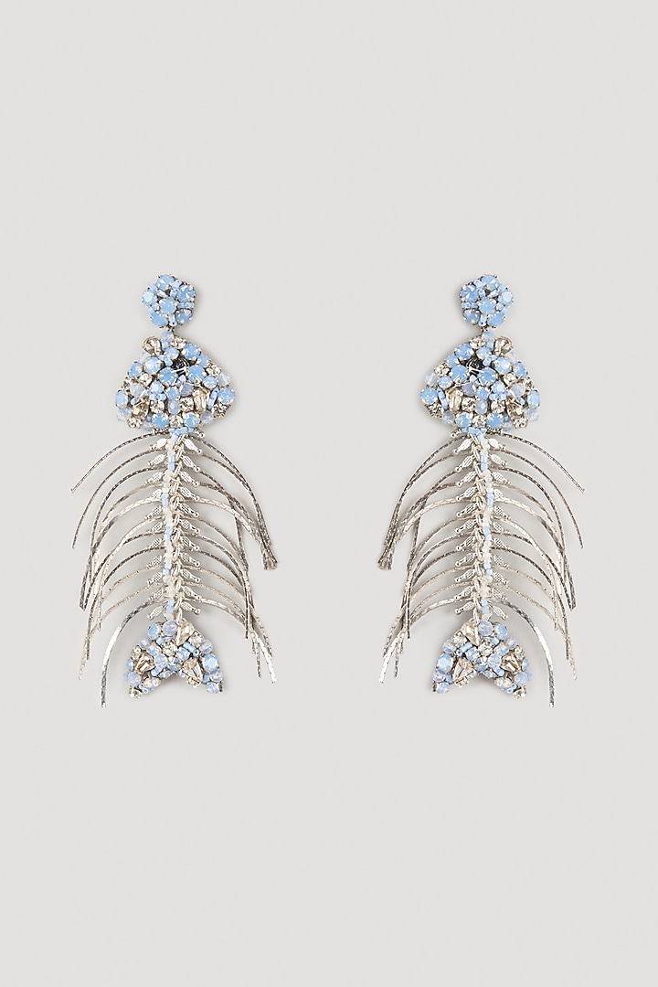 White Glass Beaded Dangler Earrings by Deepa Gurnani at Pernia's Pop Up Shop