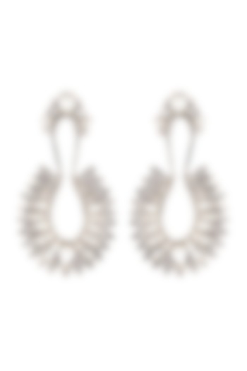 White Glass Stone & Beaded Dangler Earrings by Deepa Gurnani at Pernia's Pop Up Shop