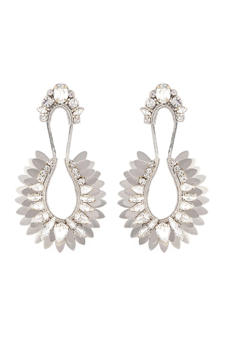 White Glass Stone & Beaded Dangler Earrings by Deepa Gurnani at Pernia's Pop Up Shop