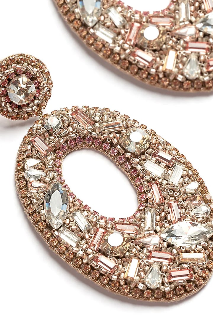 Pink Hand Embroidered Dangler Earrings by Deepa Gurnani at Pernia's Pop Up Shop