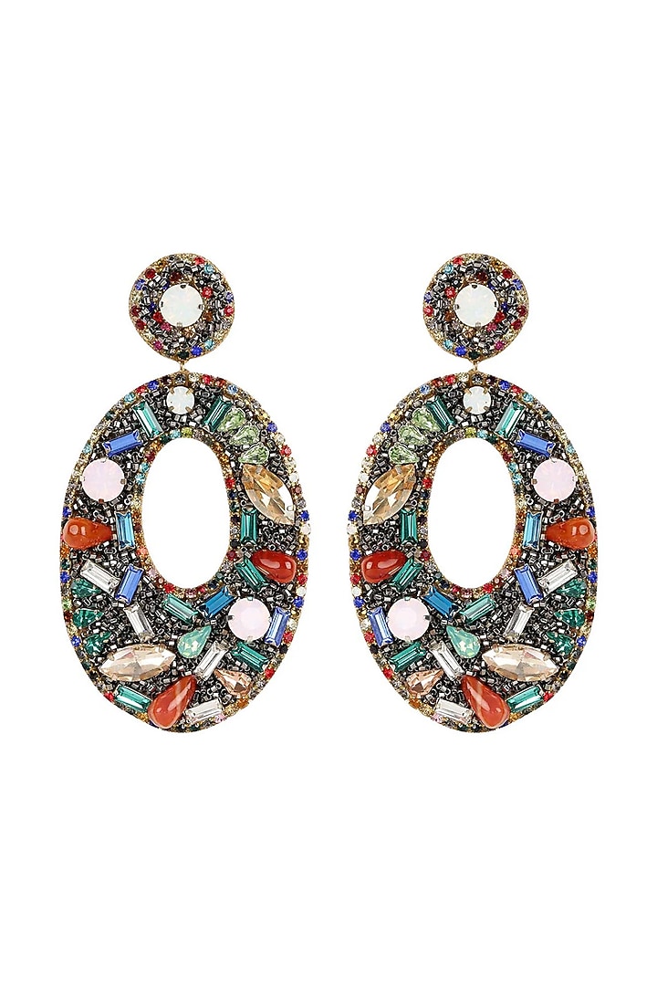 Multi-Colored Hand Embroidered Dangler Earrings by Deepa Gurnani at Pernia's Pop Up Shop