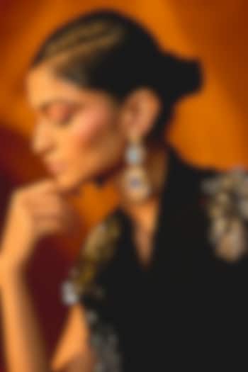 Gold Glass Crystal Dangler Earrings by Deepa Gurnani at Pernia's Pop Up Shop