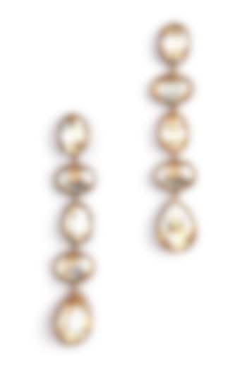 Gold Glass Crystal & Glass Beaded Dangler Earrings by Deepa Gurnani at Pernia's Pop Up Shop