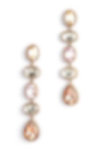 Gold Glass Crystal & Glass Beaded Dangler Earrings by Deepa Gurnani at Pernia's Pop Up Shop