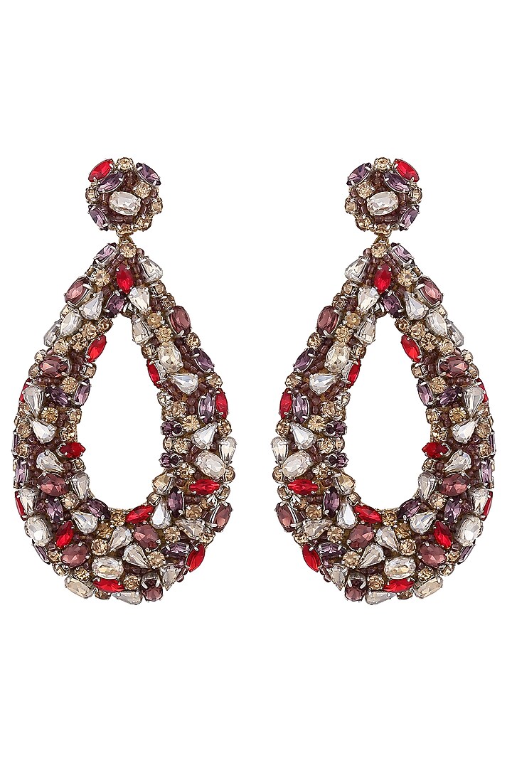 Multi-Colored Glass Stone & Beaded Dangler Earrings by Deepa Gurnani at Pernia's Pop Up Shop
