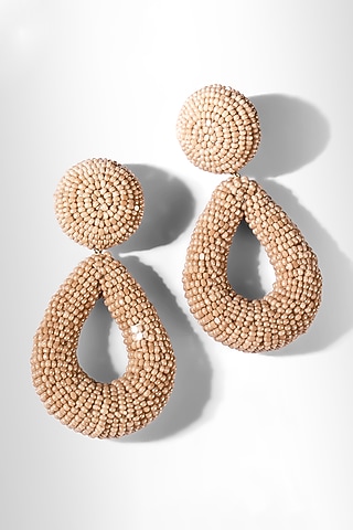 Champagne Glass Stone & Beaded Dangler Earrings by Deepa Gurnani