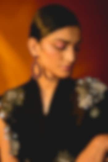 Maroon Swarovski Crystal Dangler Earrings by Deepa Gurnani at Pernia's Pop Up Shop