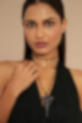 Gunmetal Glass Beaded & Nylon Thread Necklace by Deepa Gurnani at Pernia's Pop Up Shop